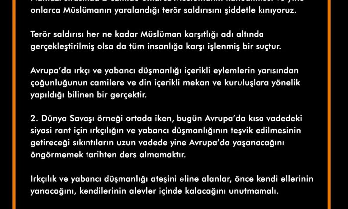 Malatya Turgut Özal Üniversitesi Senatosu’ndan Yeni Zelanda’daki Saldırıya Kınama Kararı