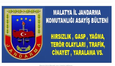 Malatya İl Jandarma Asayiş Bülteni