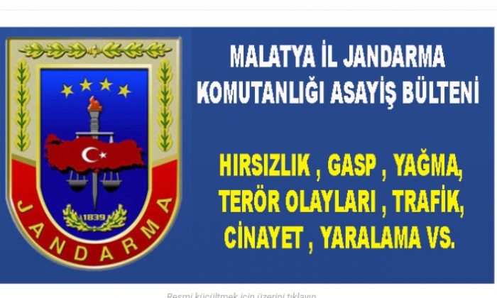 Malatya İl Jandarma Asayiş Bülteni