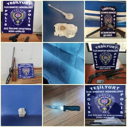 Yeşilyurt İlçe Emniyet Müdürlüğü Suç Önleme ve Soruşturma Büro Amirliği görevlilerince yapılan çalışmalarda; 