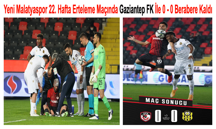 Yeni Malatyaspor 22. Hafta Erteleme Maçında Gaziantep FK İle 0 – 0 Berabere Kaldı