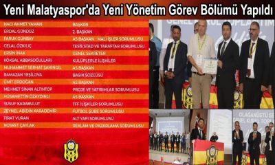 Yeni Malatyaspor’da Yeni Yönetim Görev Bölümü Yapıldı