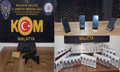 Malatya’da 1 Glock Marka Tabanca, Kaçak Cep Telefonu ve Kaçak Sigara Yakalandı
