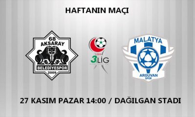 68 Aksaray Belediyespor – Malatya Arguvanspor Maçı  27 Kasım Pazar Günü 14:00’da