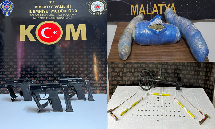 Malatya’da Polis Aramasında Tabanca, Kubar Esrar ve Uyarıcı Hap Ele Geçirildi