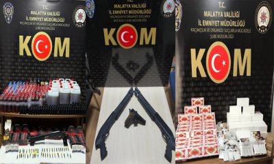 Malatya Polis Operasyonlarında Tabanca, Tüfek, Kaçak Alkol ve Sigara  Makaronu Yakalandı
