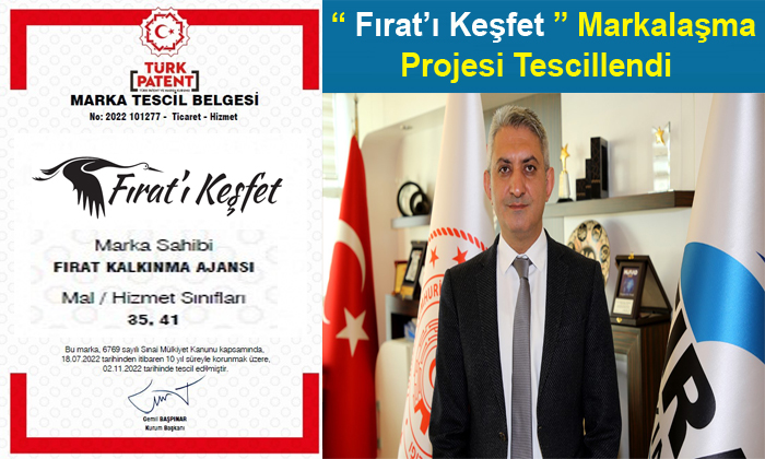 “Fırat’ı Keşfet” Markalaşma Projesi, Marka Tescil Belgesi Almaya Hak Kazandı