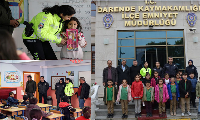 Darende’de Polis Ekipleri Minik Öğrencileri Ziyaret Etti Onlara Çeşitli Hediyeler Verdi