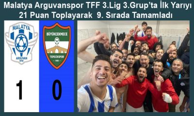 Malatya Arguvanspor TFF 3.Lig 3.Grup’ta İlk Yarıyı 21 Puan İle 9. Sırada Tamamladı