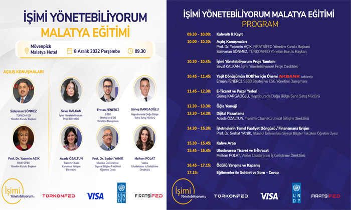 İşimi Yönetebiliyorum Eğitimi 8 Aralık Perşembe Günü Saat 09.30’da Malatya’da  Başlayacak