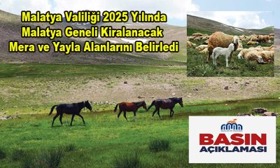 Malatya Valiliği 2025 Yılında Malatya Geneli Kiralanacak Mera ve Yayla Alanlarını Belirledi