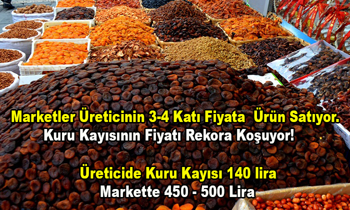 Marketler Üreticinin 3-4 Katı Fiyata  Ürün Satıyor.  Kuru Kayısının Fiyatı Rekora Koşuyor!