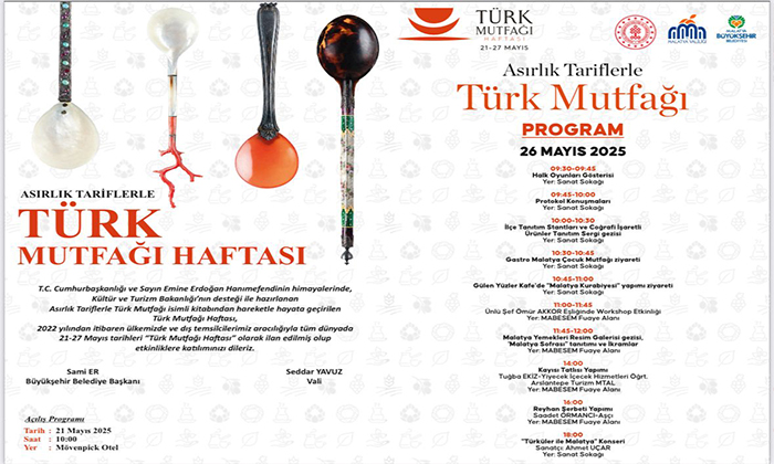 21–27 Mayıs Türk Mutfağı Haftası Malatya’da Çeşitli Etkinliklerle Kutlanıyor