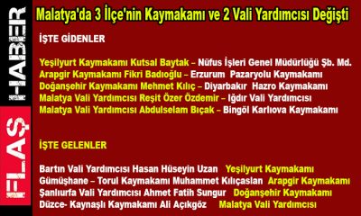 Malatya’da Arapgir, Doğanşehir ve Yeşilyurt Kaymakamı ve 2 Vali Yardımcısı Değişti 