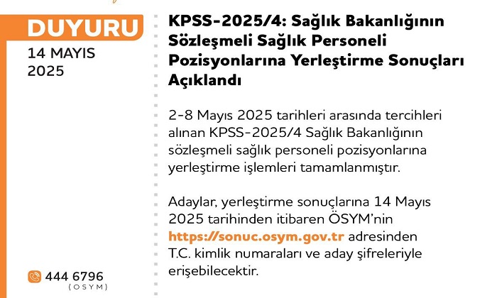 ÖSYM: Sağlık Bakanlığı KPSS 2025/4 Tercih Sonuçları Açıklandı!