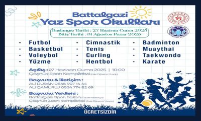 Yaz Spor Okulları 27 Haziran – 31 Ağustos Tarihleri Arasında Battalgazi’de Düzenlenecek