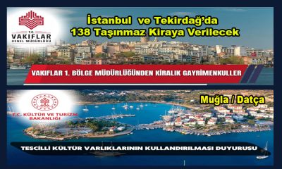 Muğla Datça’da 1, İstanbul ve Tekirdağ’da 138  Adet Kültür Varlığı Kiraya Verilecek
