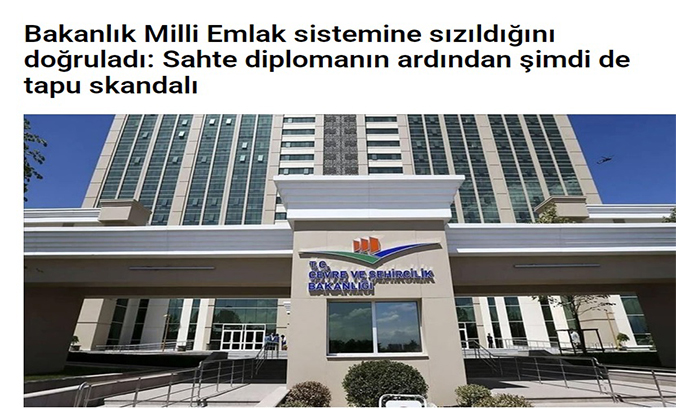 Çevre, Şehircilik ve İklim Değişikliği Bakanlığı, Milli Emlak Sistemine Sızıldığını Doğruladı